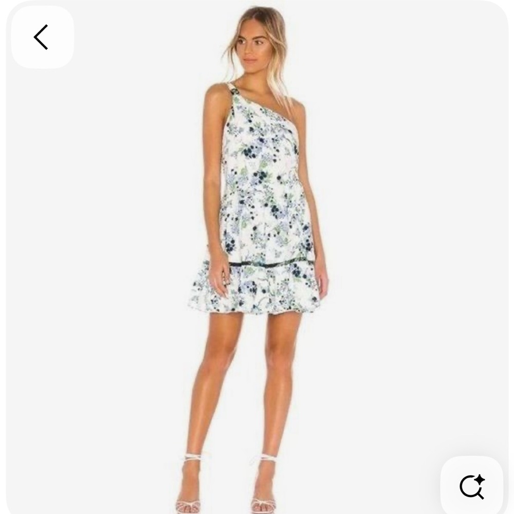 Free People White Floral Print Dress with Blue and Green Accents Size XS
